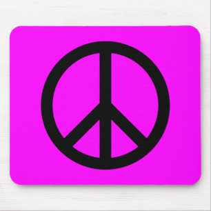 Magenta und schwarzes Friedenszeichen Mousepad