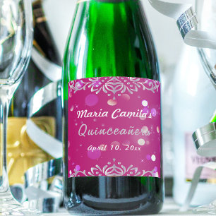 Magenta und Silver Elegant schimmery Quinceañera