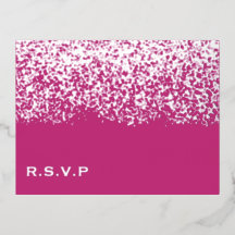 Magenta und Silver Foil Wedding RSVP Card