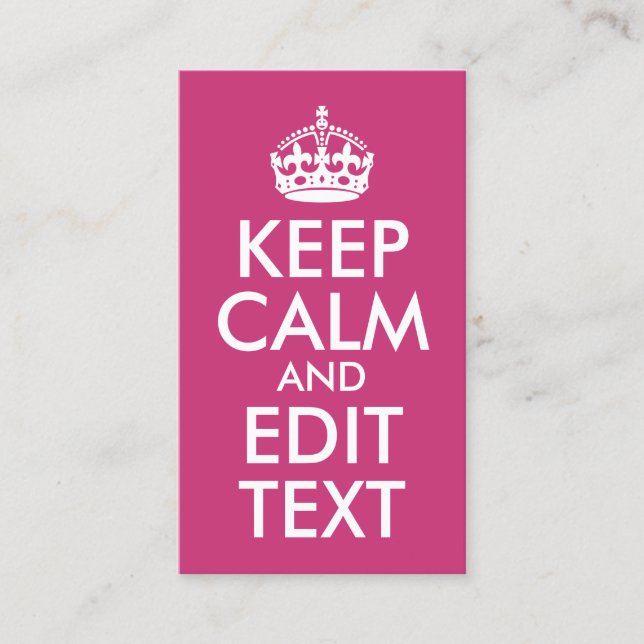 Magenta und Weiß Behalten Ruhe und Text bearbeiten Visitenkarte (Vorderseite)