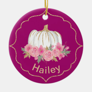 Magenta und White Fairytale Princess Pumpkin Keramik Ornament
