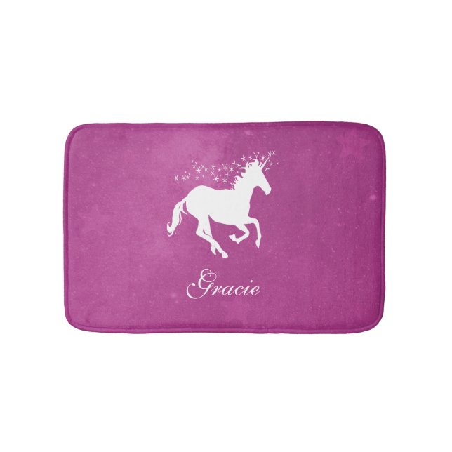 Magenta Unicorn Personalisiert Bath Mat Badematte (Vorderseite)