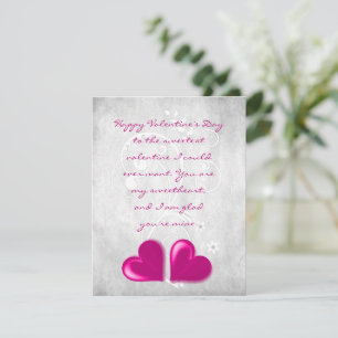 Magenta Valentine Hearts Flat Note Card Mitteilungskarte