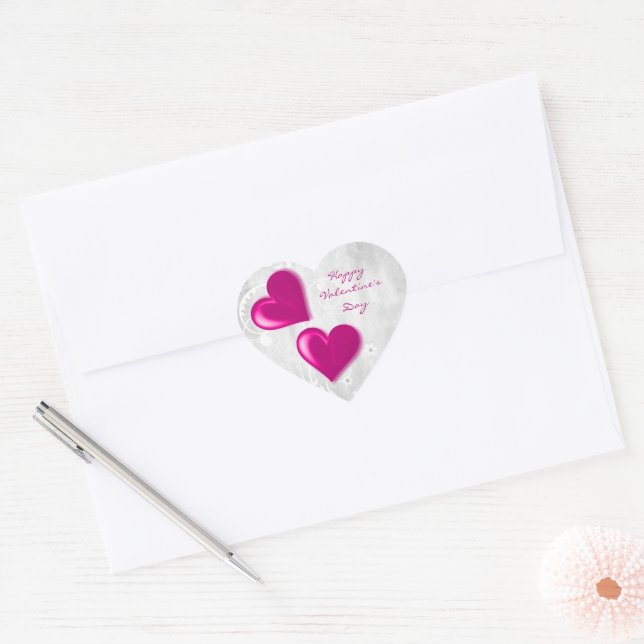 Magenta Valentine Hearts Sticker (Umschlag)