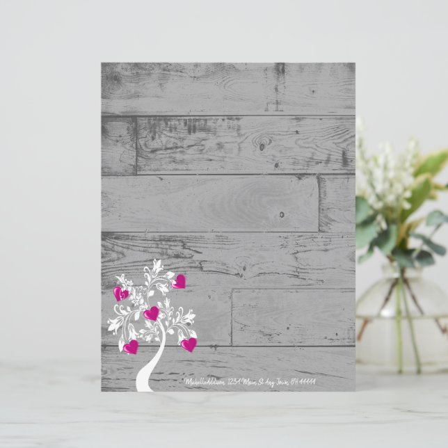Magenta Valentine Hearts Tree Personalisiert (Stehend Vorderseite)