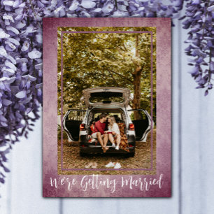 Magenta Vintage Damask-Foto zur Hochzeitseinladung Save The Date