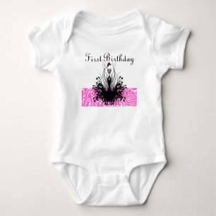 Magenta Vintage-Kleid Fashion Diva 1. Geburtstag Baby Strampler