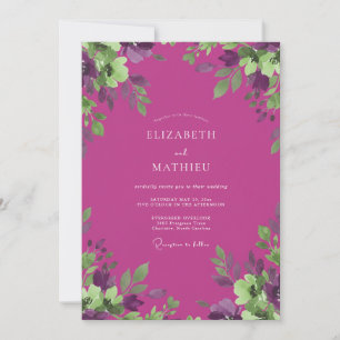 Magenta-Violette-Eukalyptus-Hochzeit Einladung
