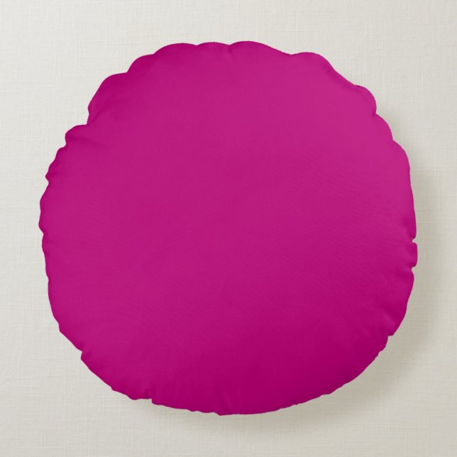 Magenta (Vollfarbe) Rundes Kissen (Vorderseite)