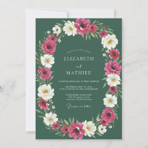 Magenta-Wald-Botanische Hochzeit Einladung