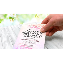 Magenta Wasserfarben-Blätter Hochzeitssache Datum Save The Date