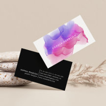 Magenta Watercolor Blot Business Card