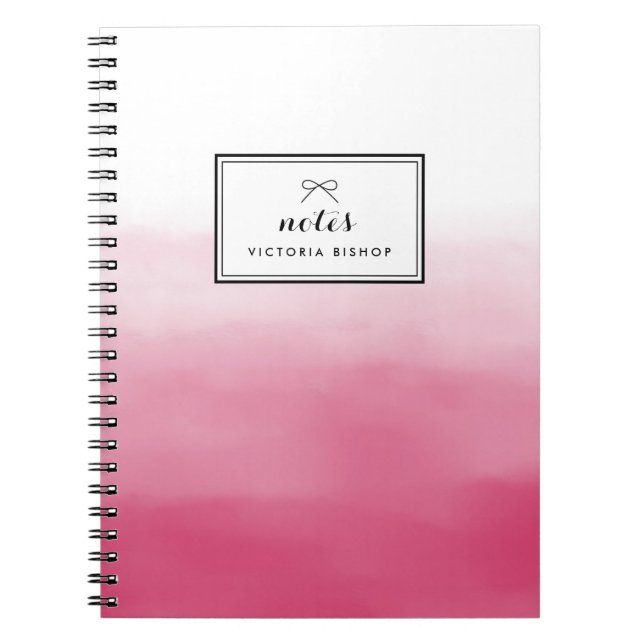Magenta Watercolor Ombre Personalisiert Notizblock (Vorderseite)