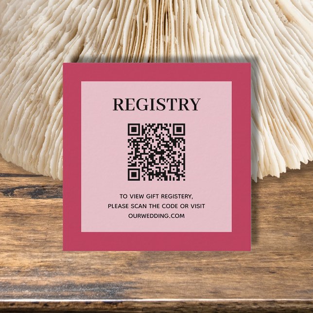 Magenta Wedding Registry QR Code Begleitkarte (Magneta wedding or bridal shower registry enclosure card with QR Code - 2.5" x 2.5")