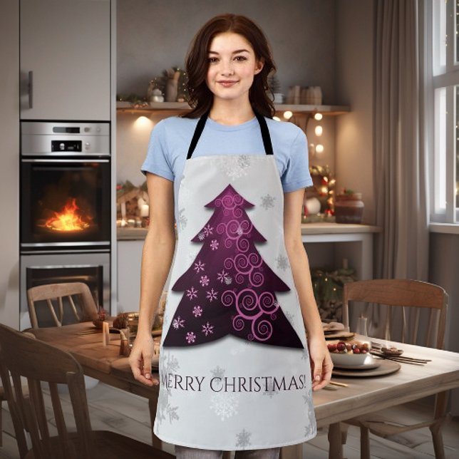 Magenta Weihnachtsbaum-Schürze Schürze (Magenta Festive Christmas Tree Apron)
