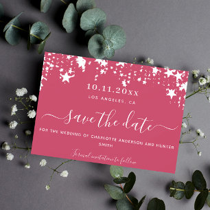 Magenta weiße Sterne Hochzeit speichern Sie das Da Save The Date
