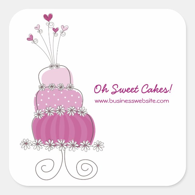 Magenta Whimsical Chic Wedding Cake Sticker (Vorderseite)