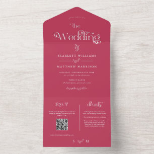 Magenta Whimsical Wedding alles in einer Einladung