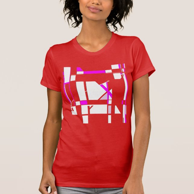 Magenta White Gameboard Geometric MCM Großer Look T-Shirt (Vorderseite)