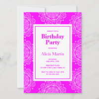 Magenta & White Mandala Blume Geburtstagsparty