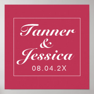 Magenta & White Minimalistisch Wedding Sign Print Poster