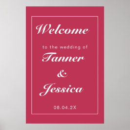 Magenta & White Modern Wedding Welcome Poster