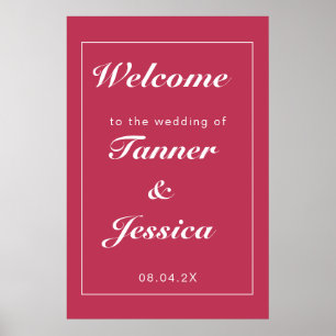 Magenta & White Modern Wedding Welcome Poster
