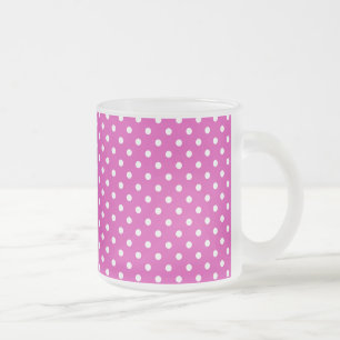Magenta, White Polka Dots Mattierte Kaffee Tasse
