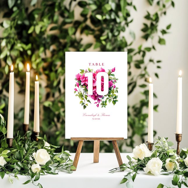 Magenta Wild Rose Wedding Tischnummer (Von Creator hochgeladen)