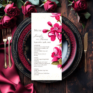 Magenta Wilde Rosen Hochzeit Menükarte