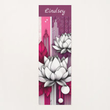 Magenta-Yoga-Matte mit Lotus-Blume