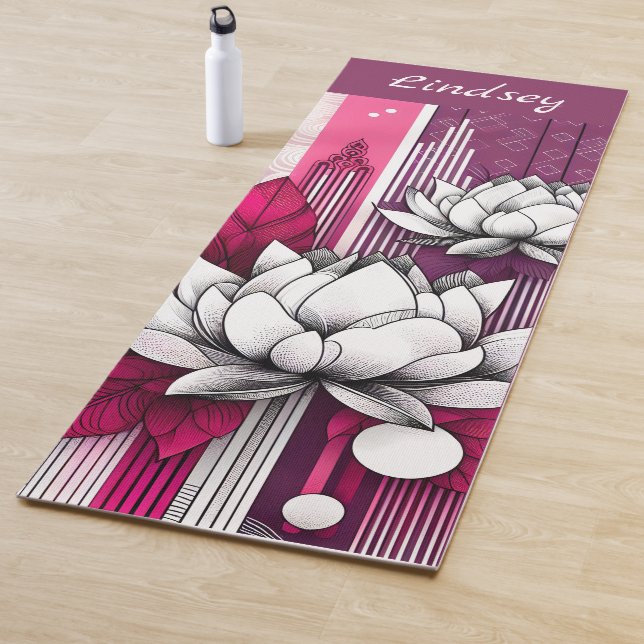 Magenta-Yoga-Matte mit Lotus-Blume Yogamatte (Beispiel)