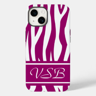 Magenta Zebra Print mit Monogramm Case-Mate iPhone Hülle