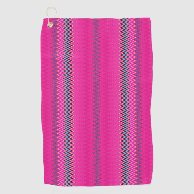 Magenta Zigzag Golfhandtuch (Vorderseite)