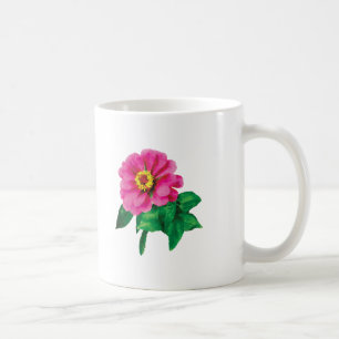 Magenta-Zinnia mit Blättern Tasse