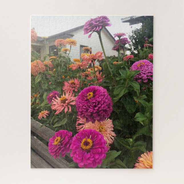 Magenta-Zinnie im Garten, San Mateo Puzzle (Vertikal)