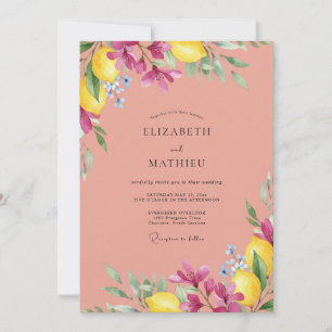 Magenta Zitrone Zitrus Soft Eukalyptus Hochzeit Einladung