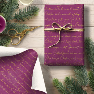 MagentaGold Weihnachtstypografie Pattern#36 ID1009 Geschenkpapier