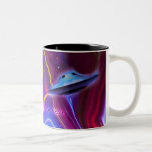 Magentarote Maß-Tasse UFO