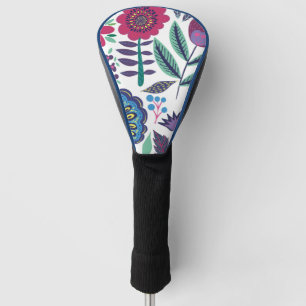 Magentarote Volkskunst-Blumenmuster Golf Headcover