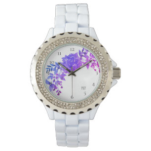 *~* magentaroter lila blauer Hydrangea mit Blumen Armbanduhr