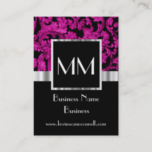 Magentaroter mit Monogramm Damast Visitenkarte