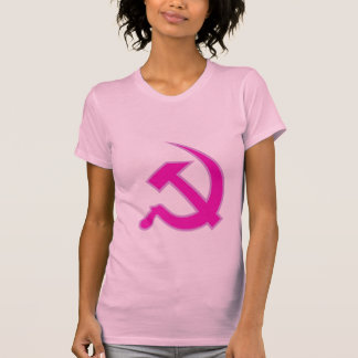 Magentaroter u. lila Hammer u. Sichel auf Frauen T-Shirt