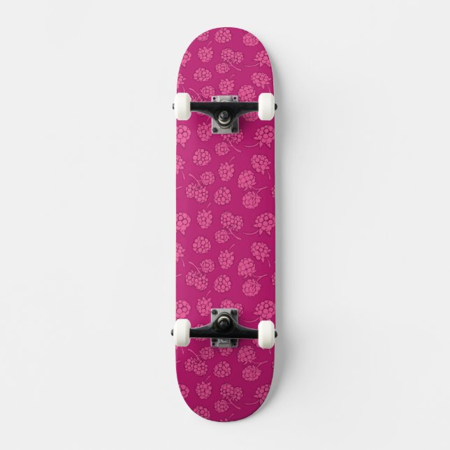 Magentarotes Beeren-Muster Skateboard (Vorderseite)