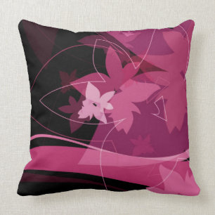 Magentarotes Blumenmuster Kissen