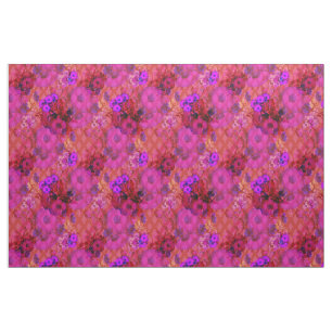 magentarotes Retro Blumengewebe Stoff