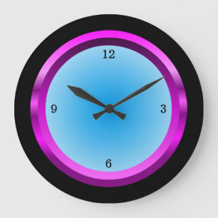 Magentarotes schwarzes und cooles Blau Große Wanduhr