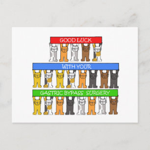 Magenumgehung, Viel Glück, Cartoon Katzen. Postkarte