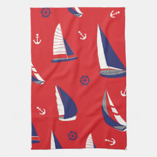 Mageres Segelboot-Muster Handtuch