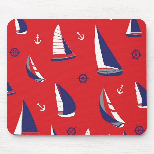 Mageres Segelboot-Muster Mousepad (Vorne)